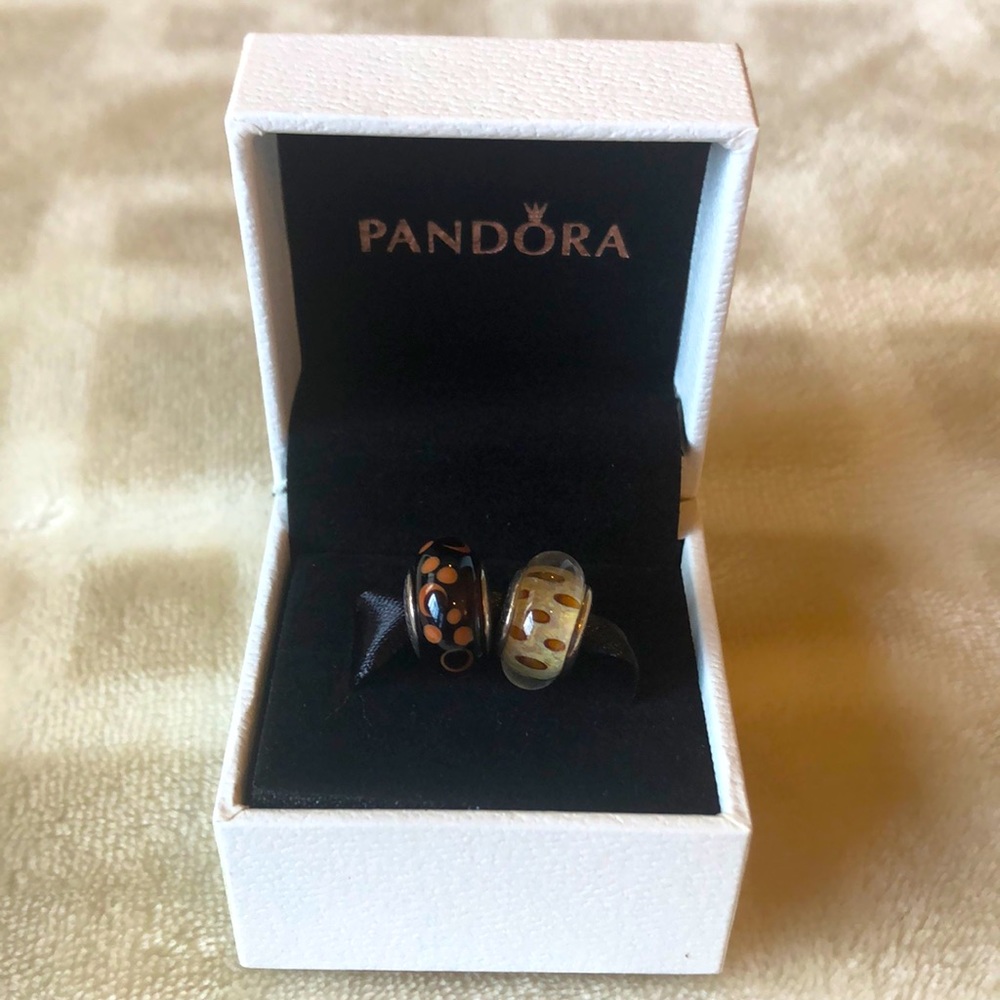 Two Pandora Murano Glass Charms (retired)